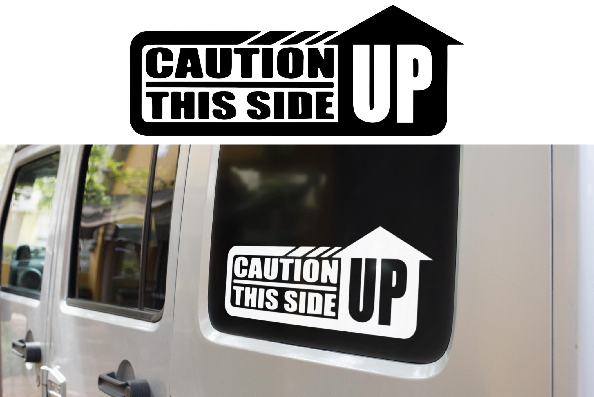 Caution This Side Up Jeep Decal