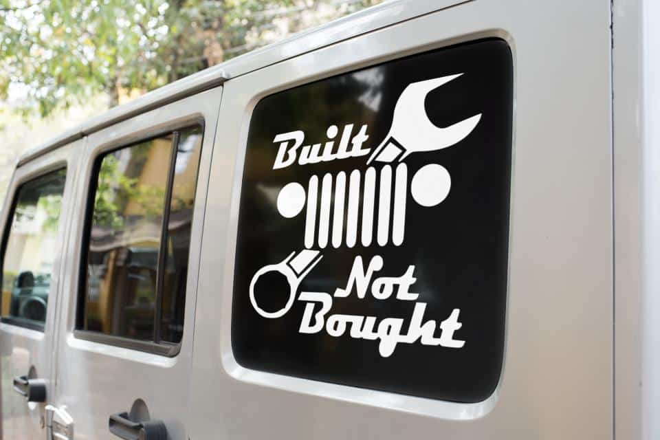 Built Not Bought Jeep Decal Sticker
