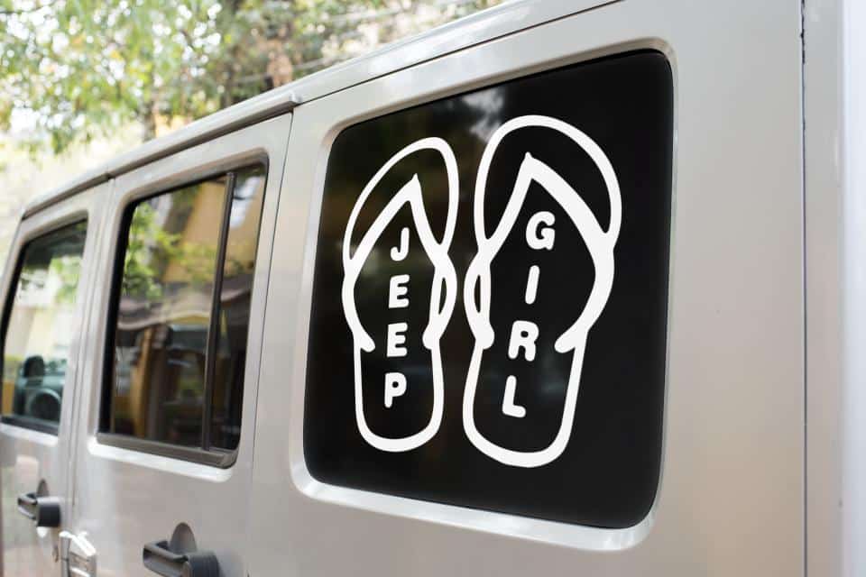 Jeep Girl Flip Flops Decal Sticker