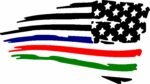 Thin Blue/Red/Green Line Flag Decal