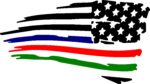 Thin Blue/Red/Green Line Flag Decal