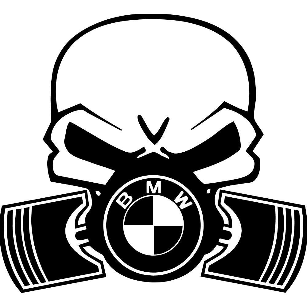 BMW Piston Gas Mask Skull Decal