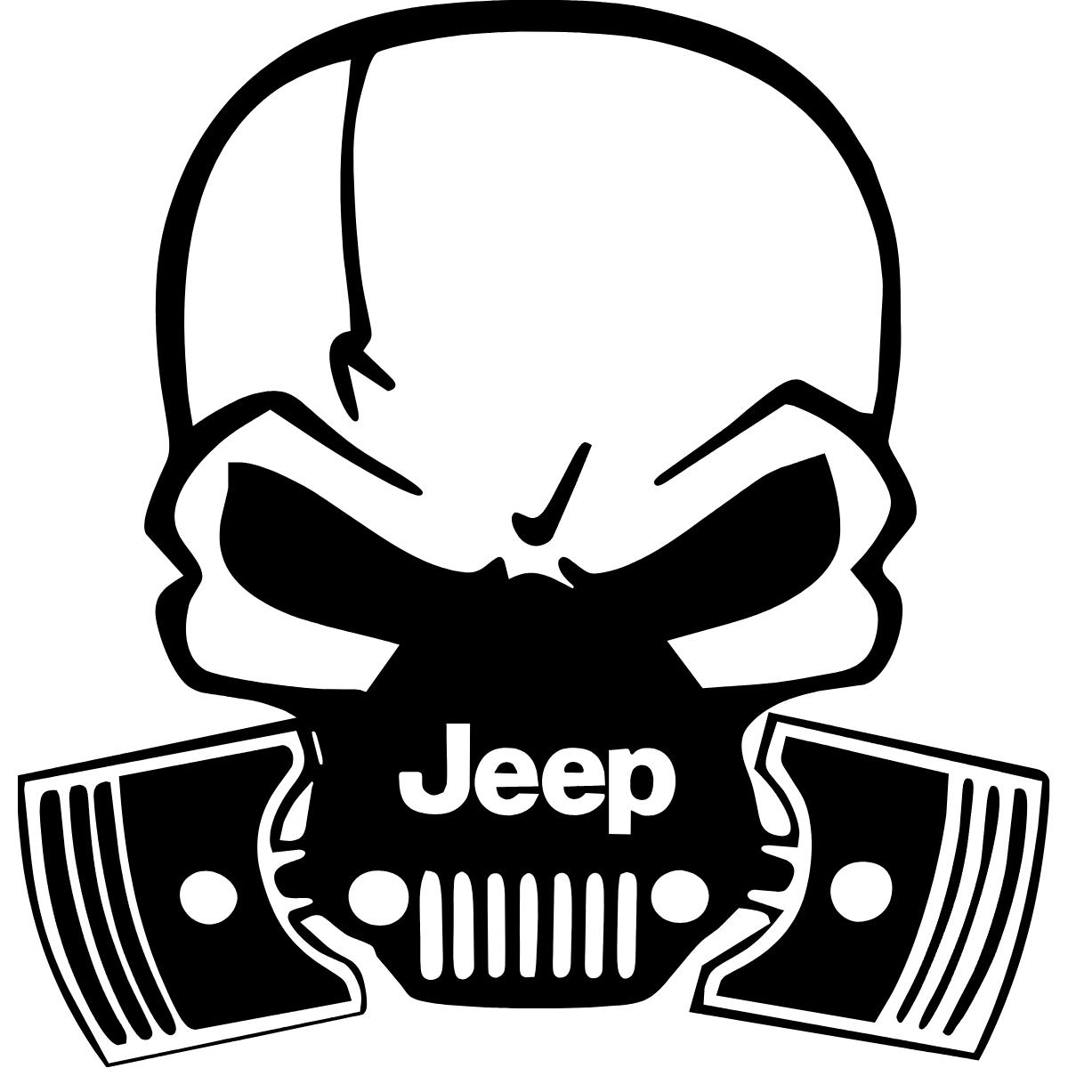 Jeep Piston Gas Mask Skull Decal