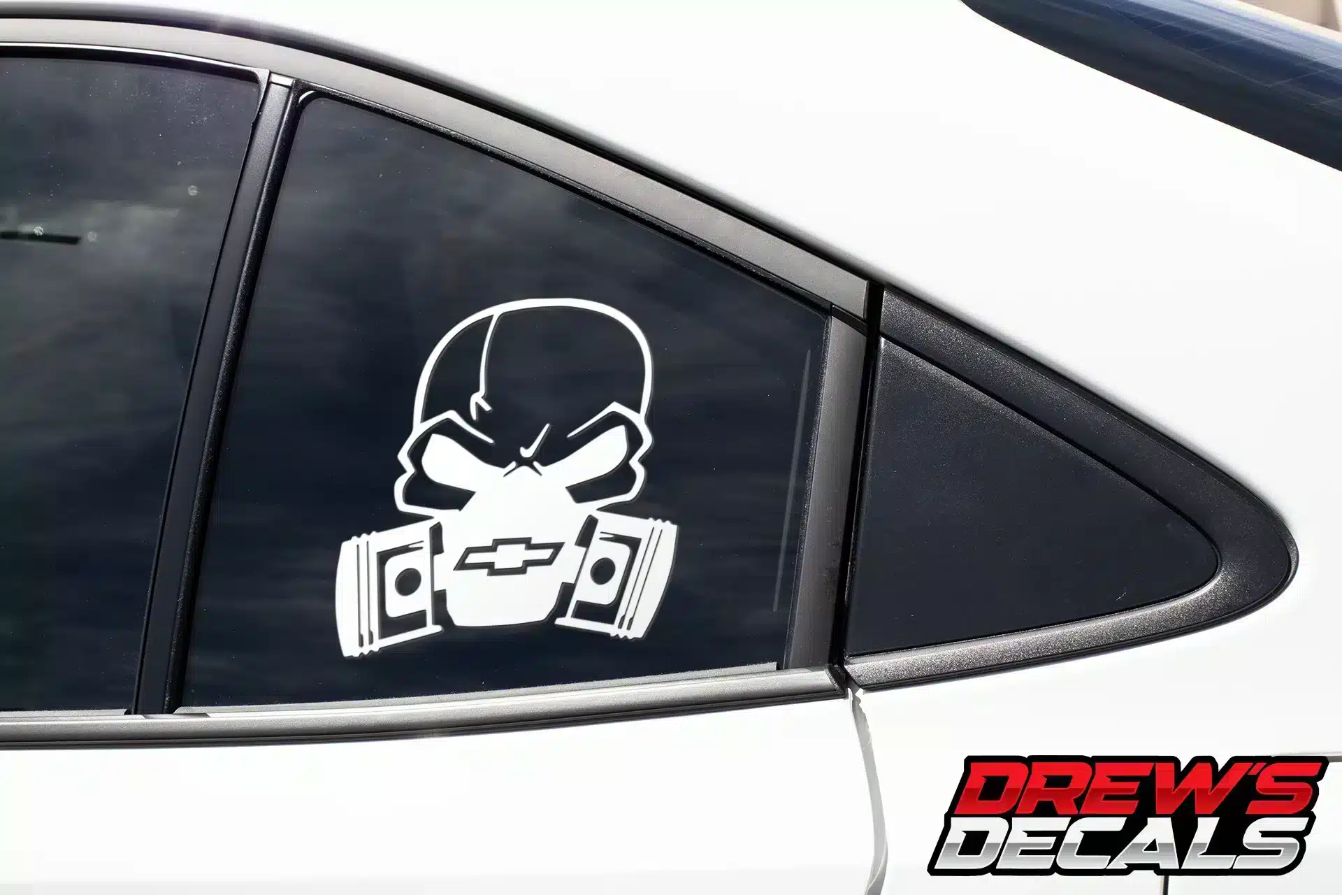 Chevy Piston Gas Mask Skull Decal