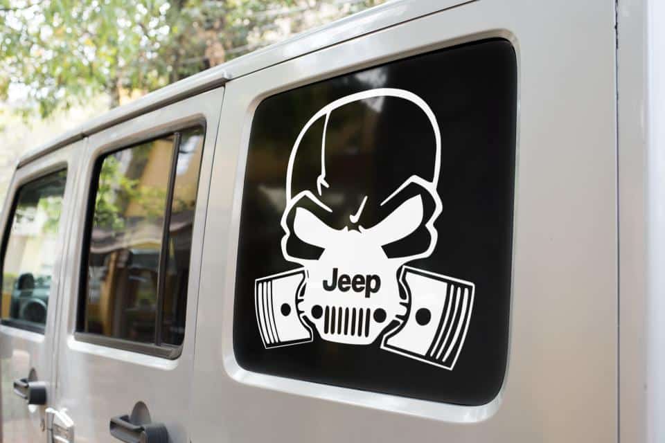 Jeep Piston Gas Mask Skull Decal