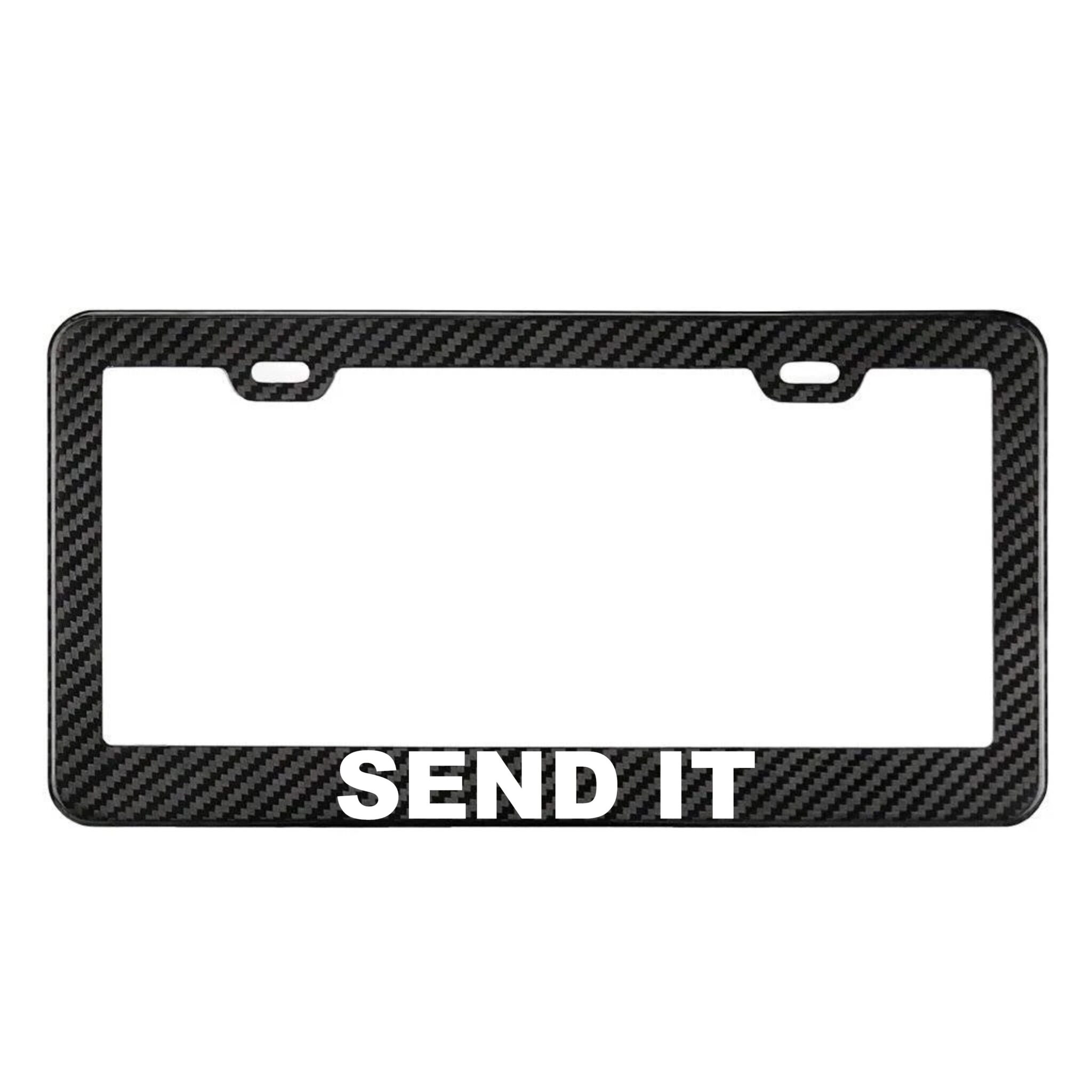 SEND IT Carbon Fiber Style License Plate Frame