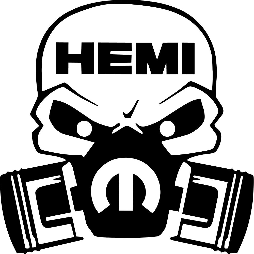 Mopar Hemi Piston Gas Mask Skull Decal