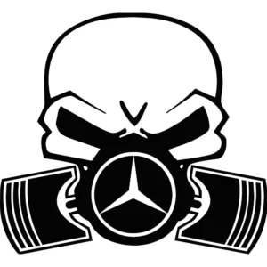 Mercedes Piston Skull Gas Mask Decal