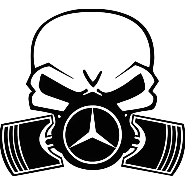 Mercedes Piston Skull Gas Mask Decal