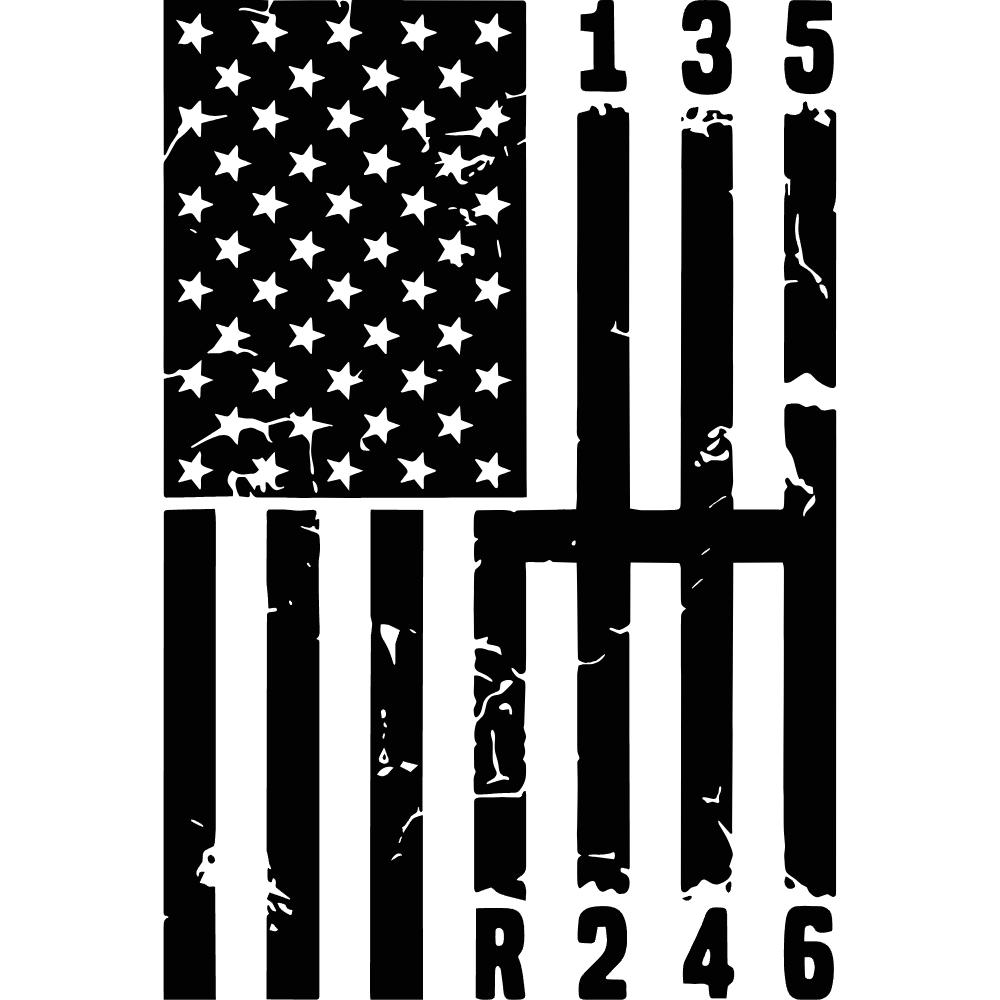 Stick Shift American Flag Manual Decal