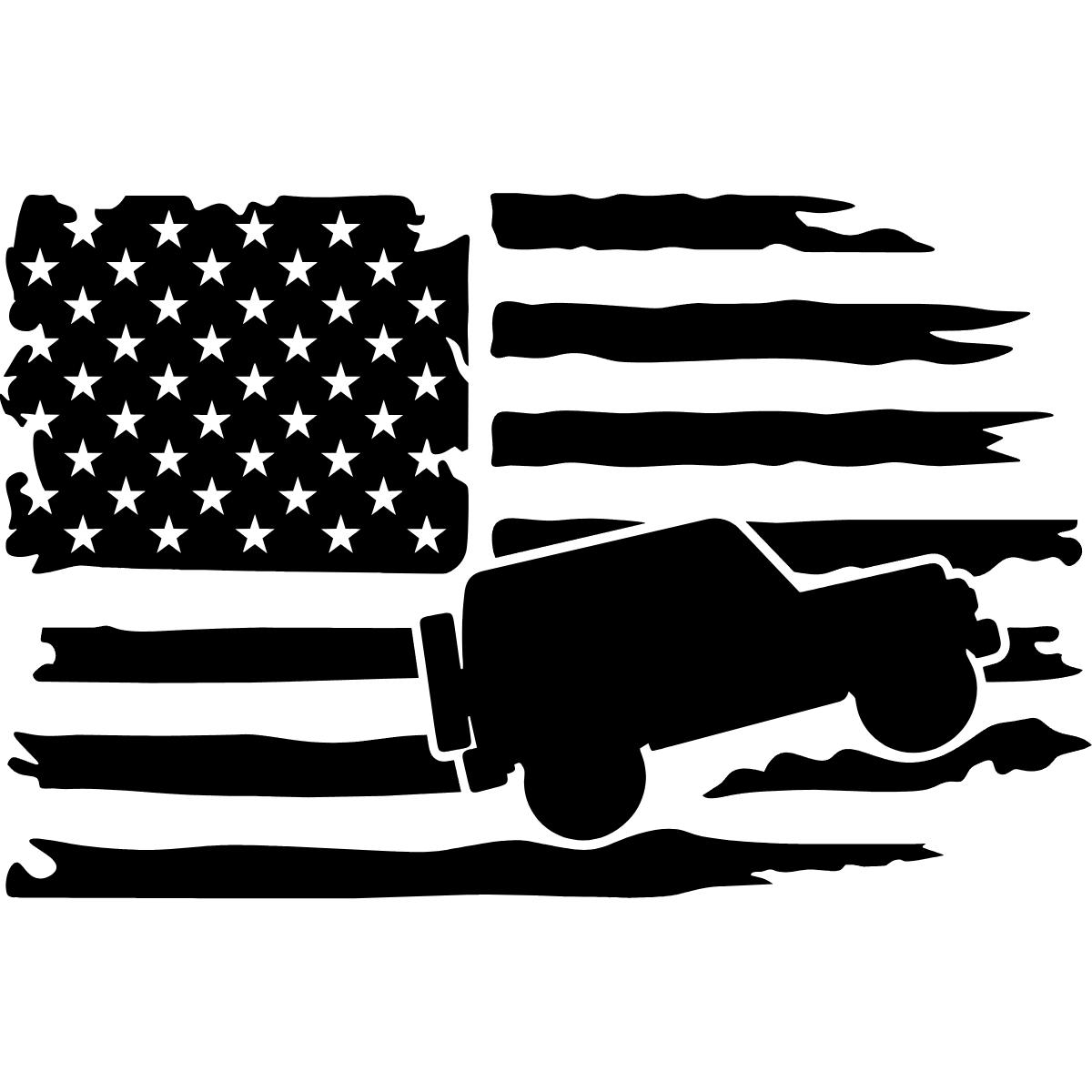 Jeep Distressed American Flag Decal
