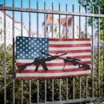 American Flag AR-15 Rifle Garage Banner