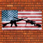 American Flag AR-15 Rifle Garage Banner