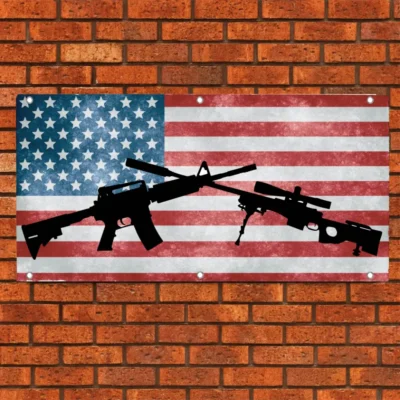 American Flag AR-15 Rifle Garage Banner