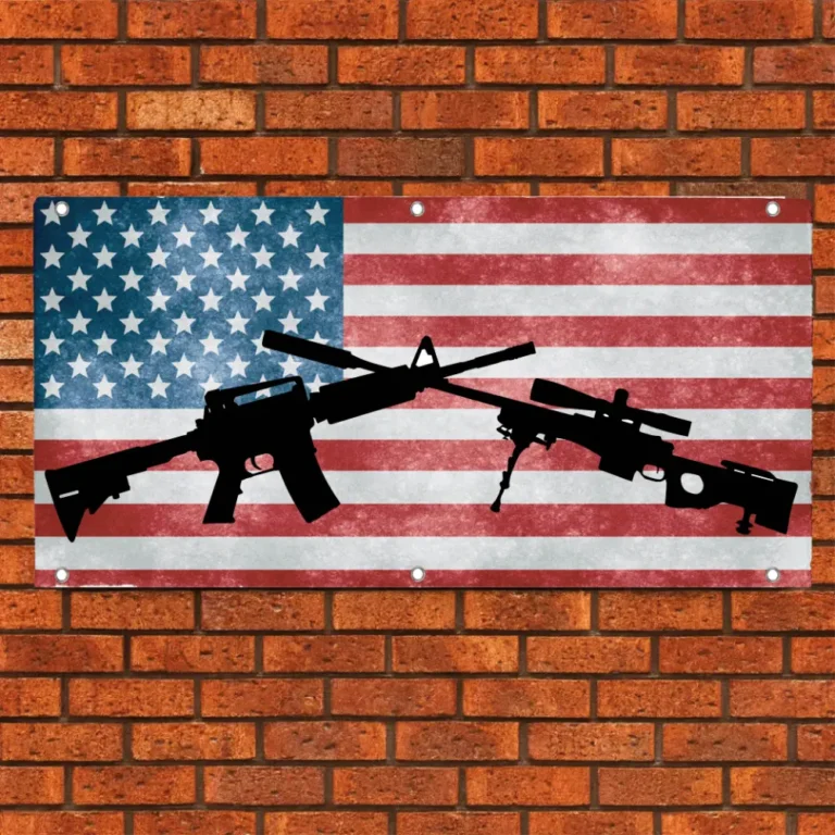 American Flag AR-15 Rifle Garage Banner