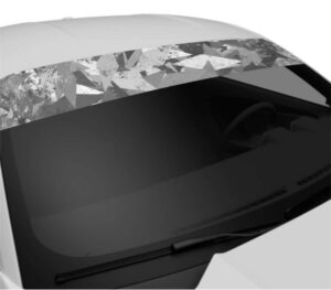 Grey Distorted Geometric Camo Windshield Banner Sun Strip