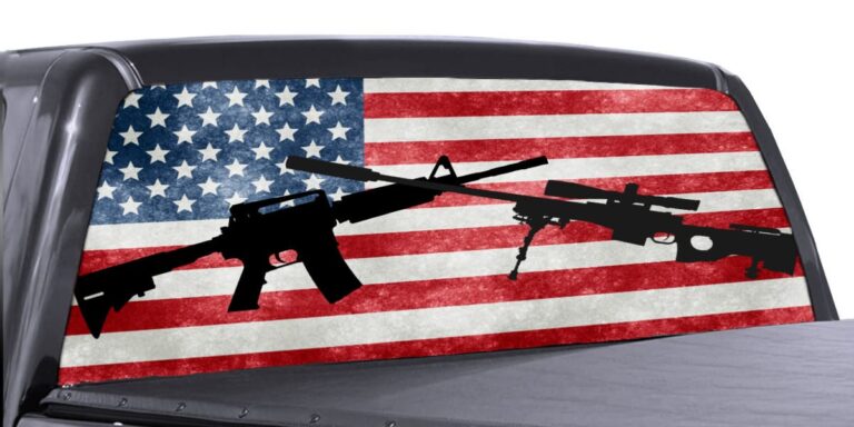 American Flag Gun Universal Truck Perforated Graphic