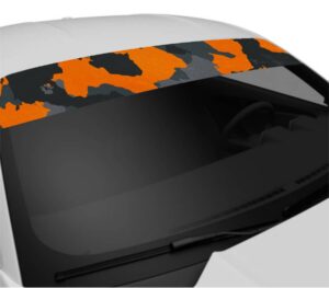 Orange Black Camo Windshield Banner Sun Strip