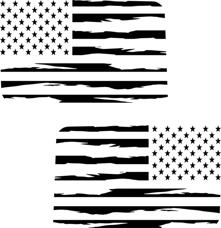 2011 - 2020 Jeep Wrangler Distressed American Flag Quarter Window Decals