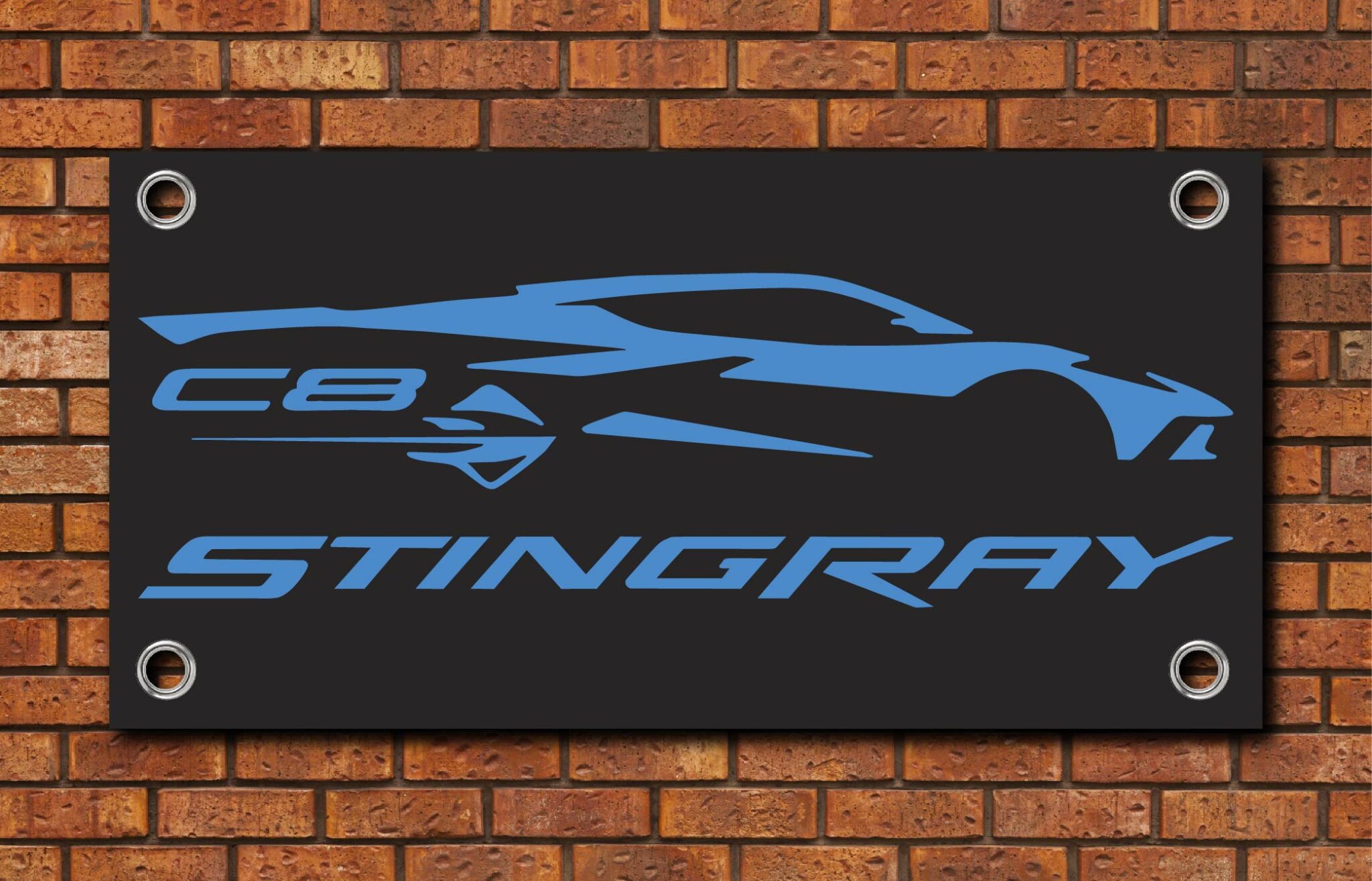 C8 Corvette Silhouette Garage Banner
