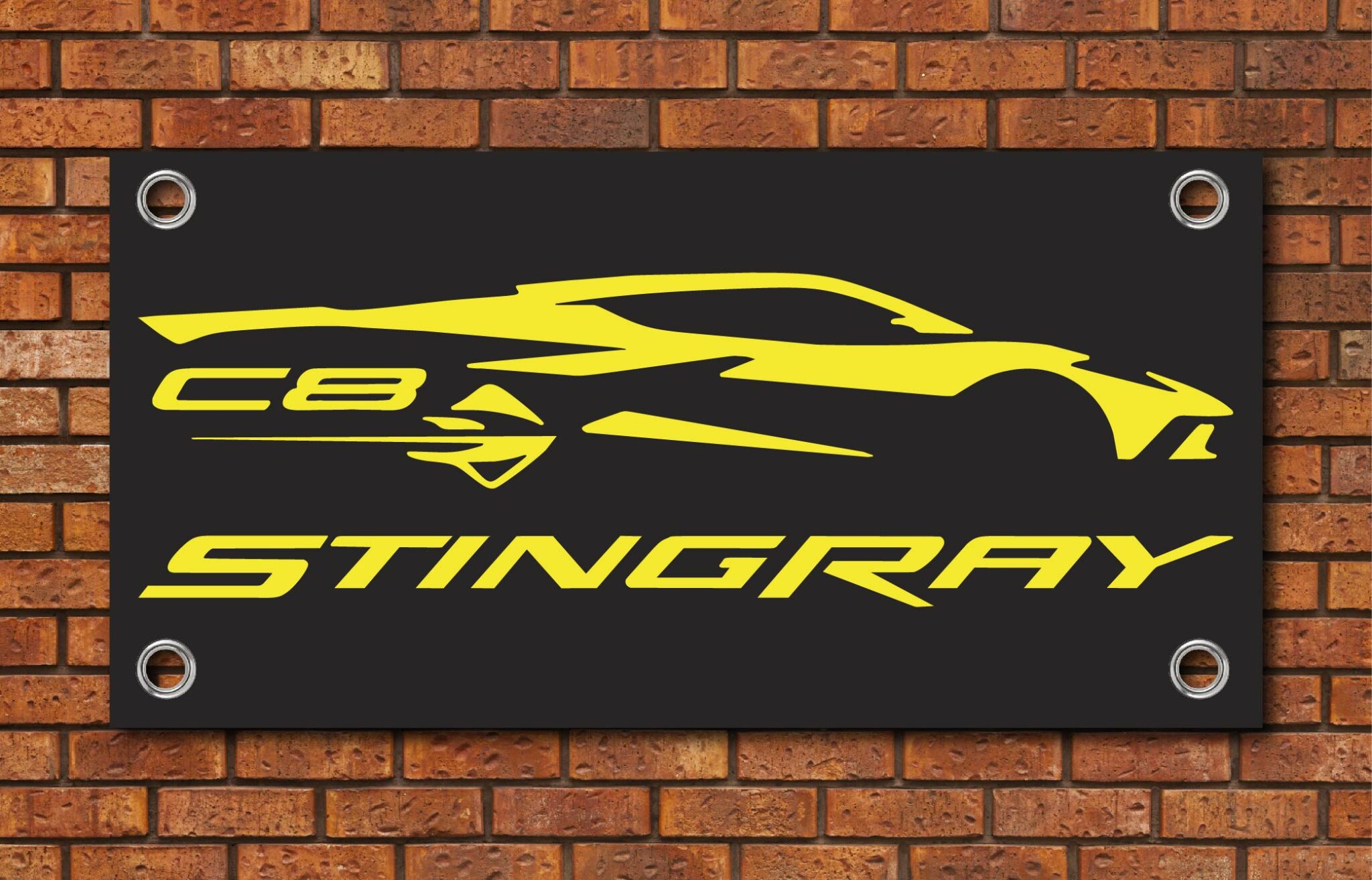 C8 Corvette Silhouette Garage Banner