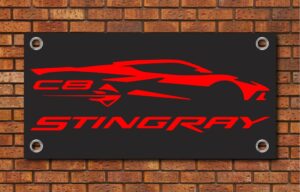 C8 Corvette Silhouette Garage Banner