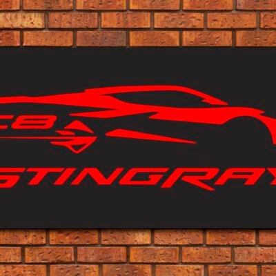 C8 Corvette Silhouette Garage Banner