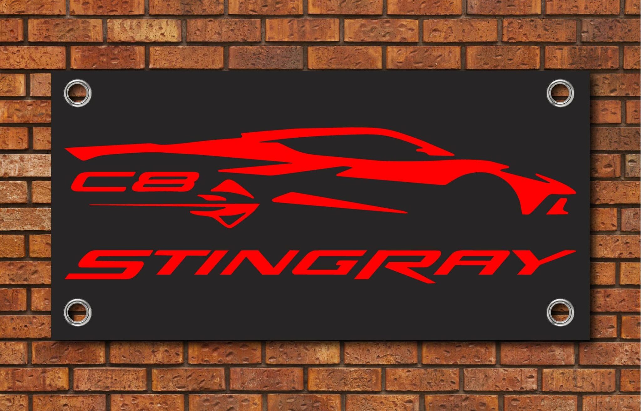 C8 Corvette Silhouette Garage Banner