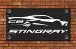 C8 Corvette Silhouette Garage Banner