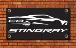 C8 Corvette Silhouette Garage Banner