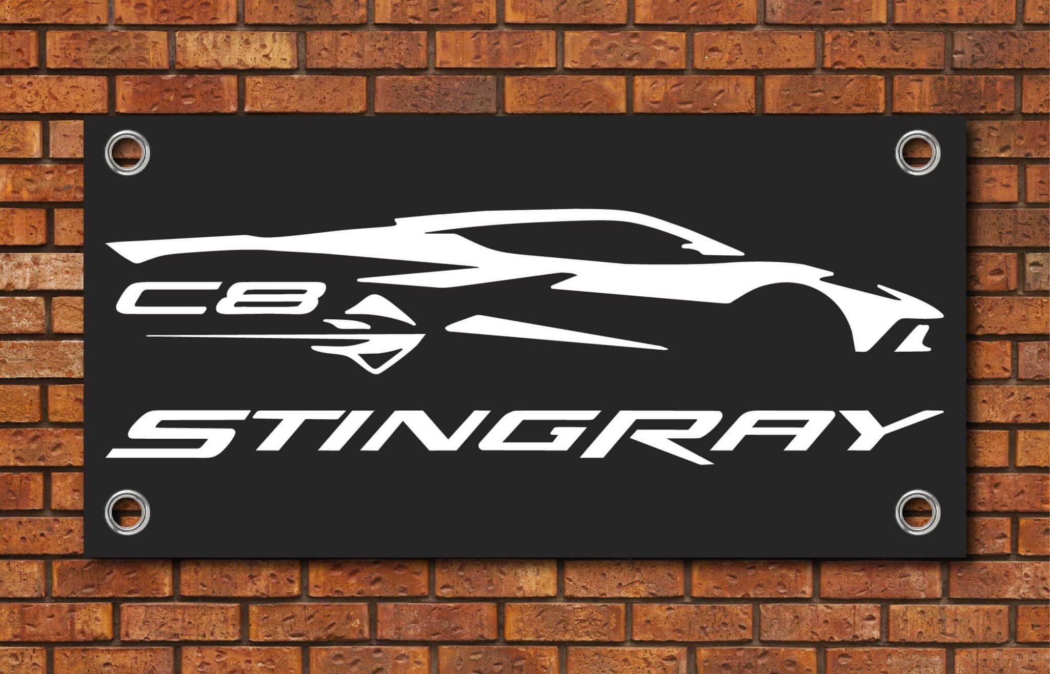 C8 Corvette Silhouette Garage Banner