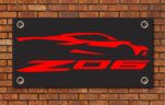 Corvette C8 Z06 Silhouette Garage Banner