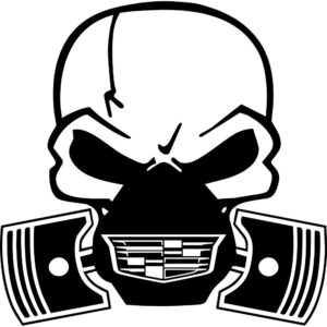 Cadillac Piston Gas Mask Skull Decal