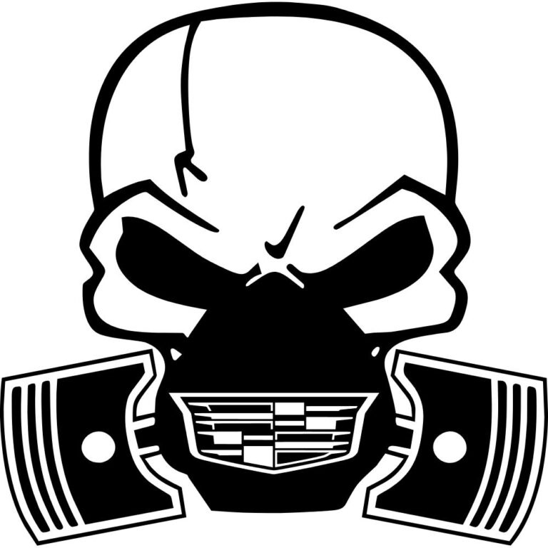 Cadillac Piston Gas Mask Skull Decal