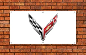 Corvette C8 White Garage Banner