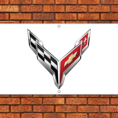 Corvette C8 White Garage Banner