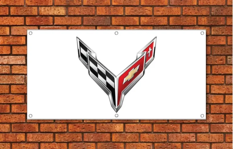 Corvette C8 White Garage Banner