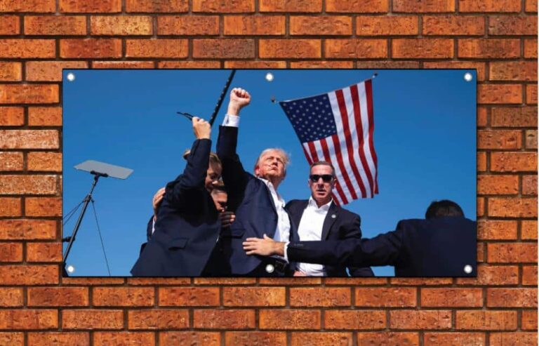 Trump Shot Assassination Attempt Garage Banner