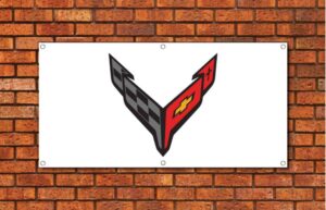 Corvette C8 Dark Logo Garage Banner
