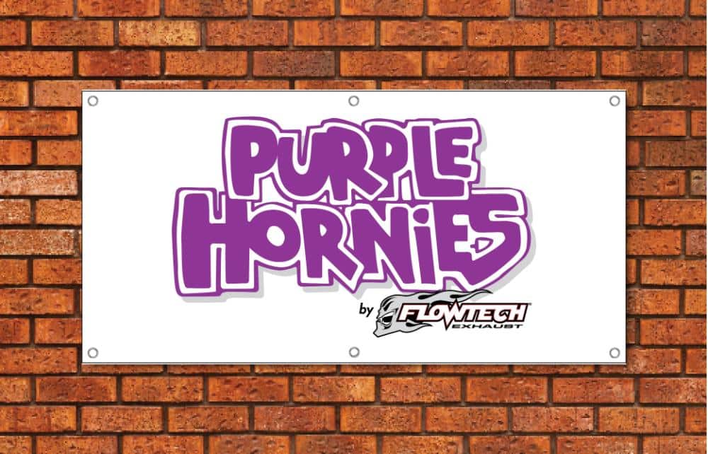 Purple Hornies By Flowtech Garage Banner