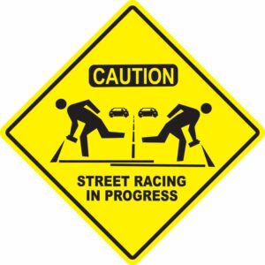 Caution Street Racing In Progress Decal
