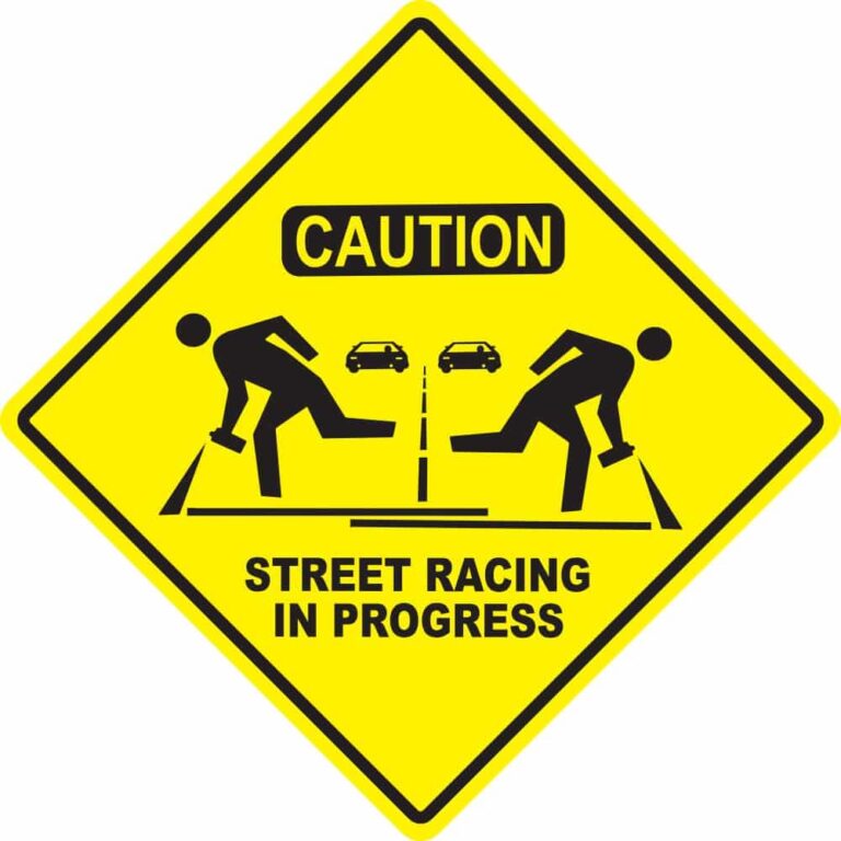 Caution Street Racing In Progress Decal
