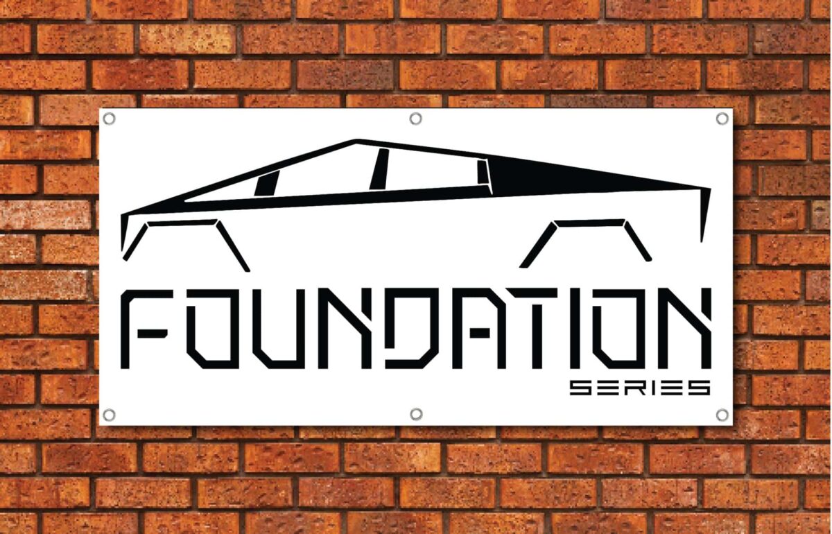 Tesla Cybertruck Foundation Series Silhouette Garage Banner