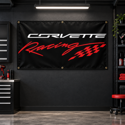 Corvette Racing Flag Garage Banner