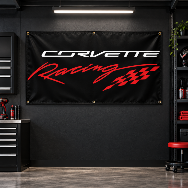 Corvette Racing Flag Garage Banner