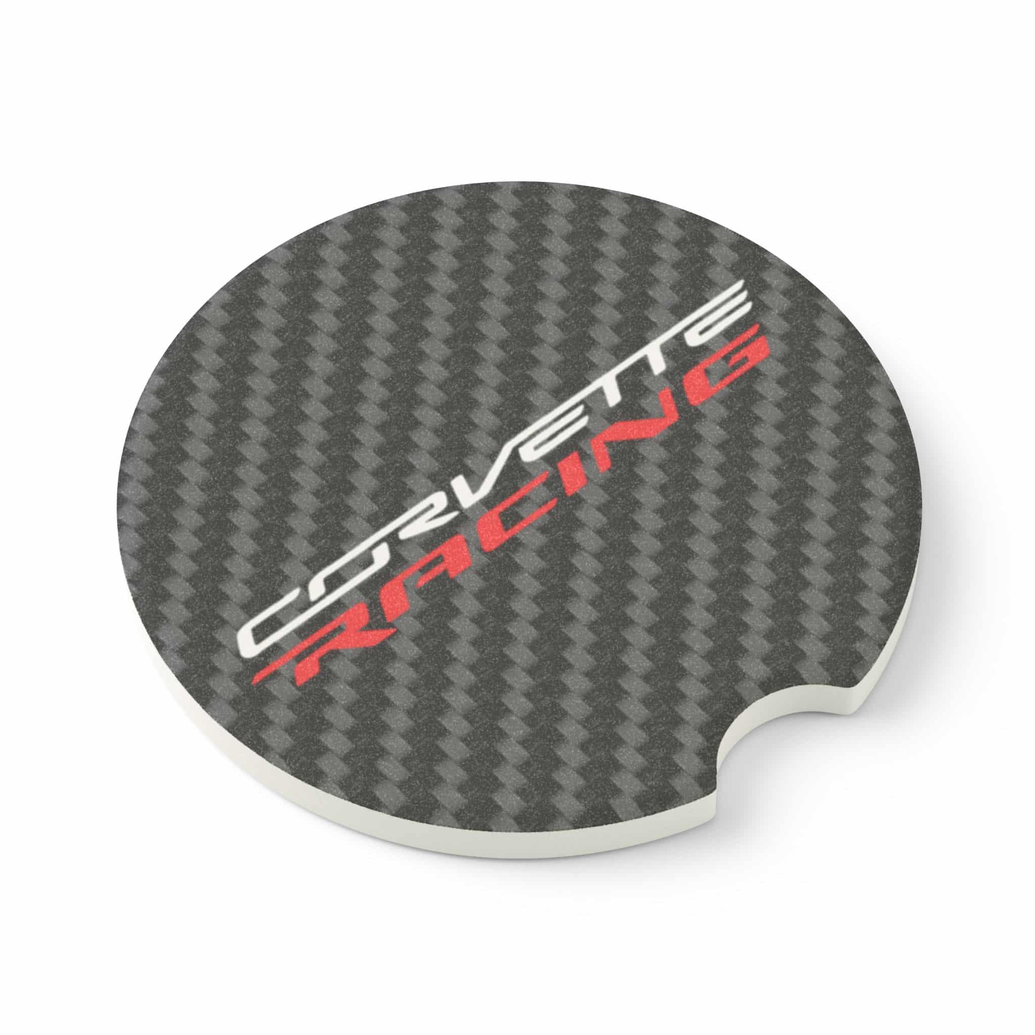 Corvette Racing Carbon Fiber Soapstone Car Coaster