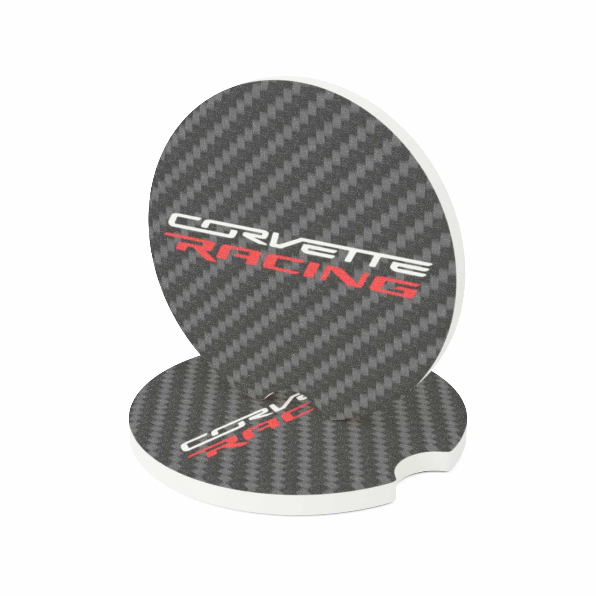Corvette Racing Carbon Fiber Soapstone Car Coaster