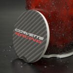 Corvette Racing Carbon Fiber Soapstone Car Coaster