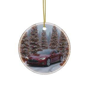 Tesla Model S Ceramic Christmas Ornament