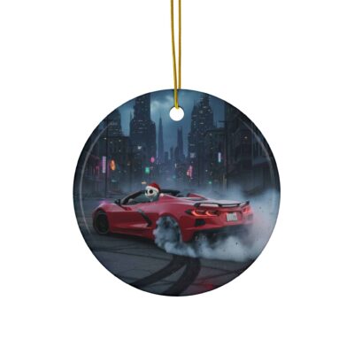 Corvette C8 Jack Skellington Burnout Ceramic Christmas Ornament